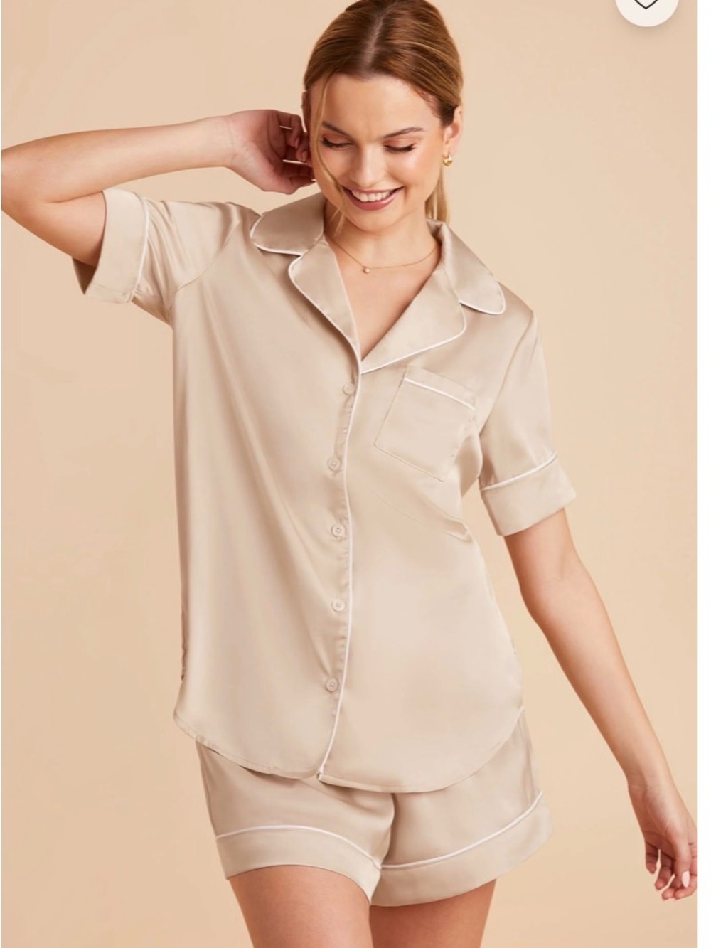 Birdy Grey Jonny matte satin pajama shirt champagne color size L